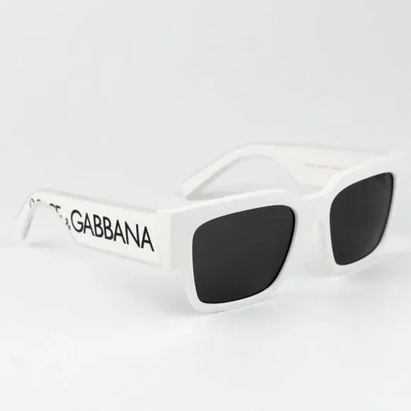NEW D&G DG6184 331287 White Dark Grey Square Unisex Sunglasses
